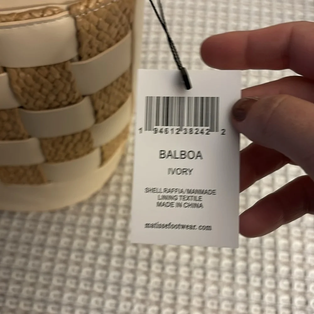 Matisse Cream and Tan Woven Bucket Tote